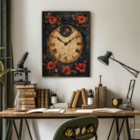 Vintage Clock with Roses Artistic Cultural Heritage Poster
