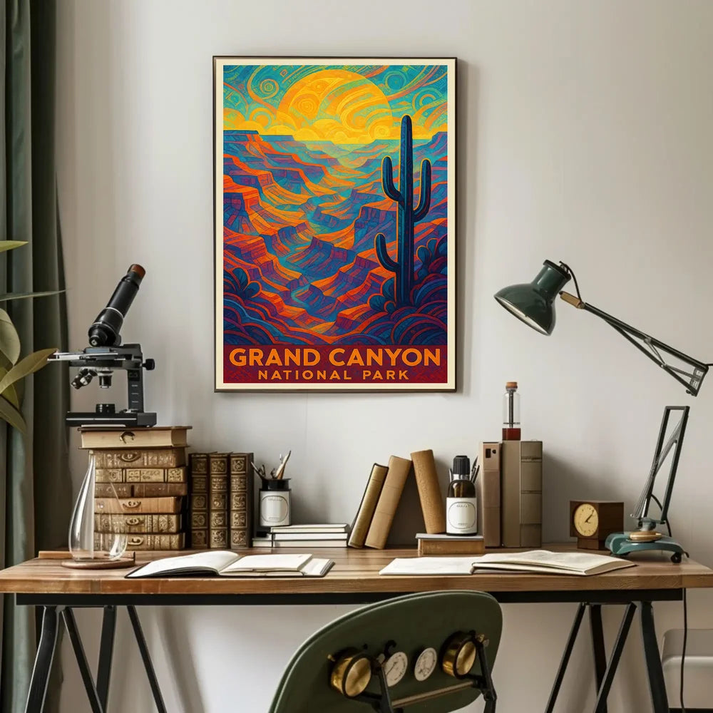 Psychedelic Vibrancy of Grand Canyon National Park Poster