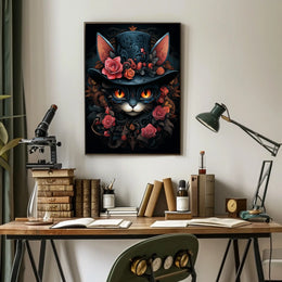 Whimsical Cat with Top Hat Fantasy or Mythology Poster