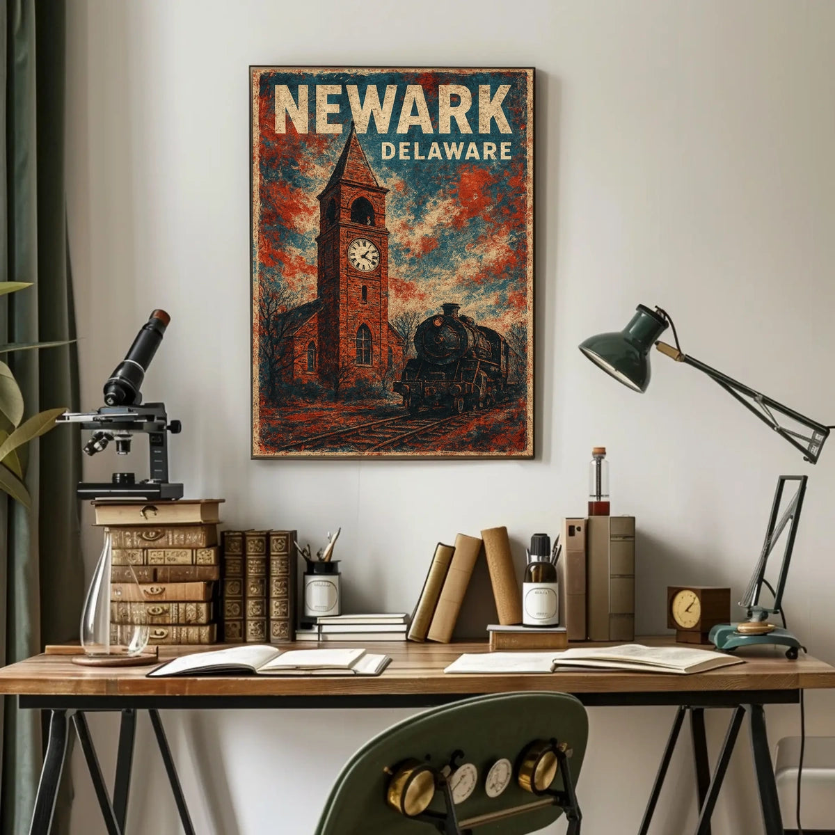 Newark Clock Tower Travel Art Deco Poster