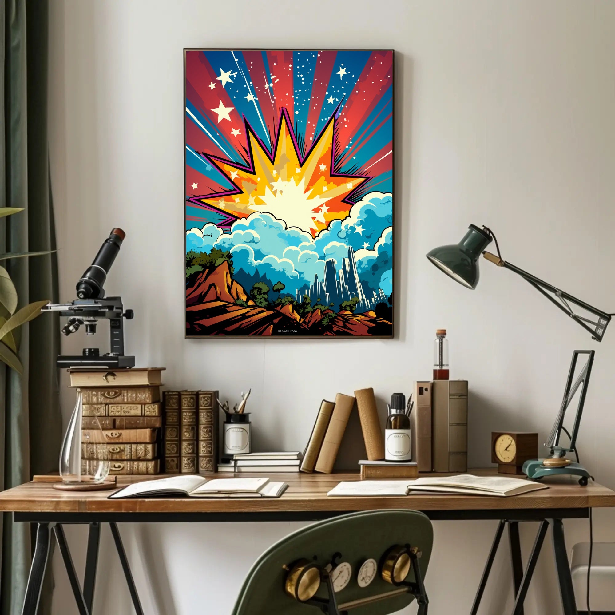 Cosmic Explosion Over Cityscape Poster