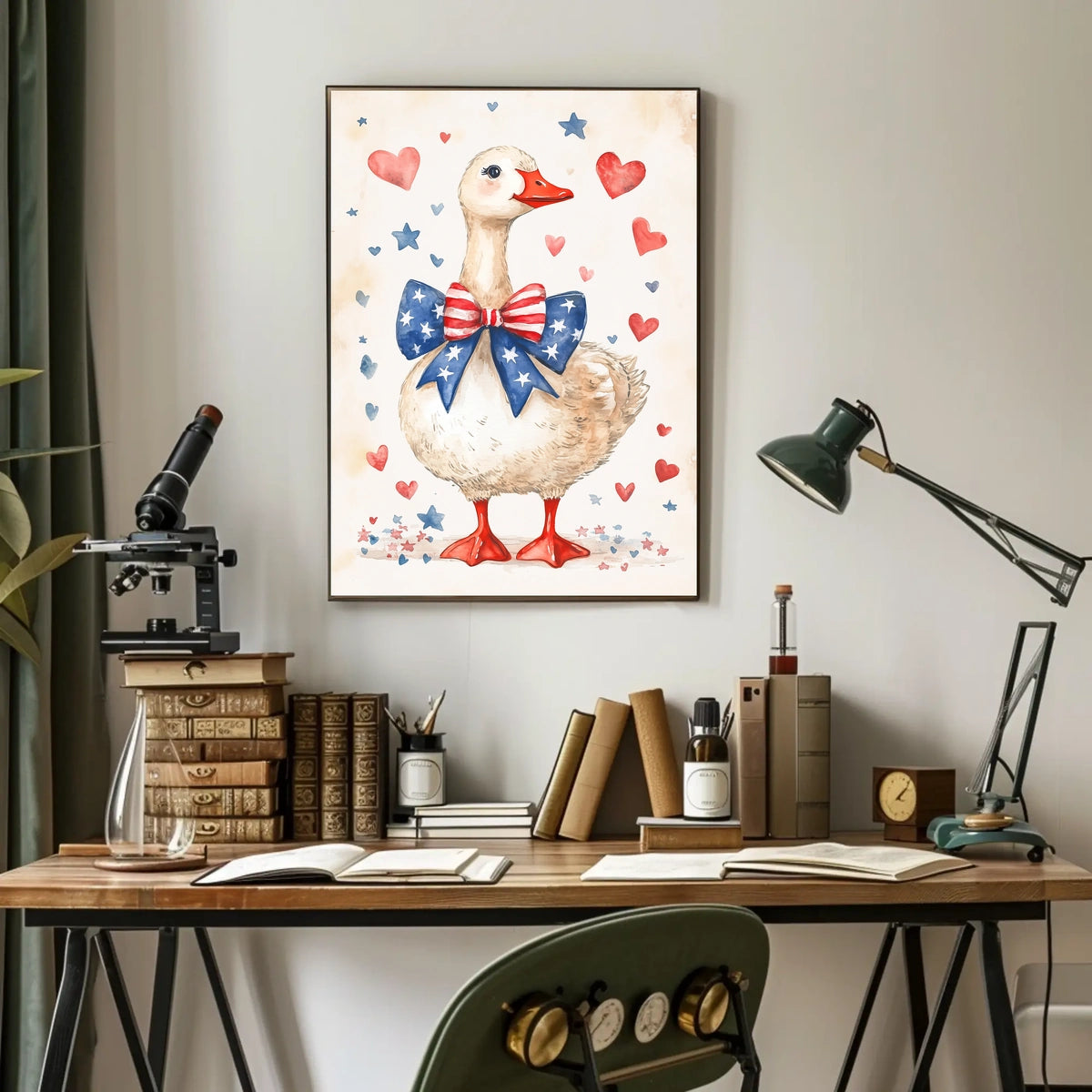 Patriotic Goose With Starry Bow Tie Artwork Poster