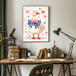 Patriotic Goose With Starry Bow Tie Artwork Poster