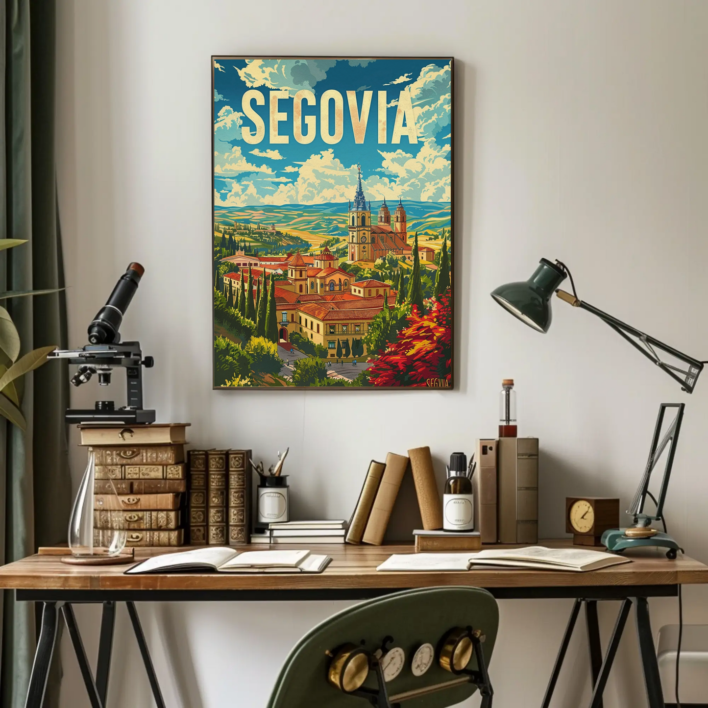 Segovia Cityscape Skyline and Architecture Travel Poster