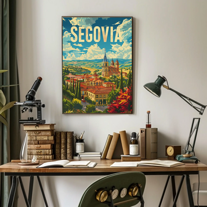 Segovia Cityscape Skyline and Architecture Travel Poster