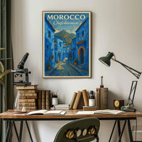 Chefchaouen Blue Pearl Watercolor Art Poster Print