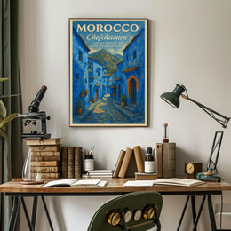 Chefchaouen Blue Pearl Watercolor Art Poster Print