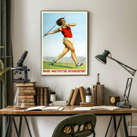 Soviet Javelin Thrower Vintage Art Sports Poster