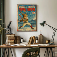 Baseball-Playing Reindeer Poster