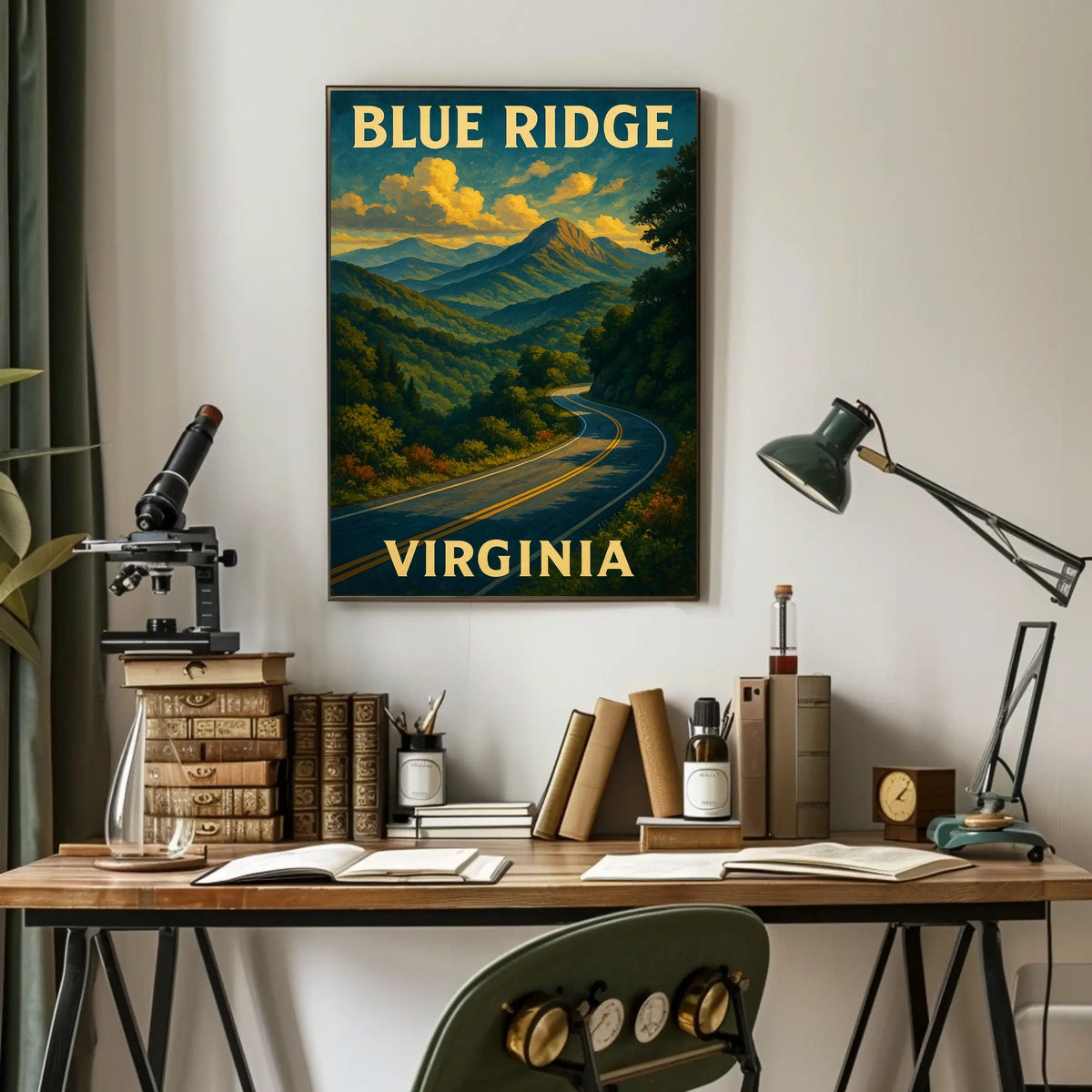 Blue Ridge Scenic Vintage Landscape Home Office Poster