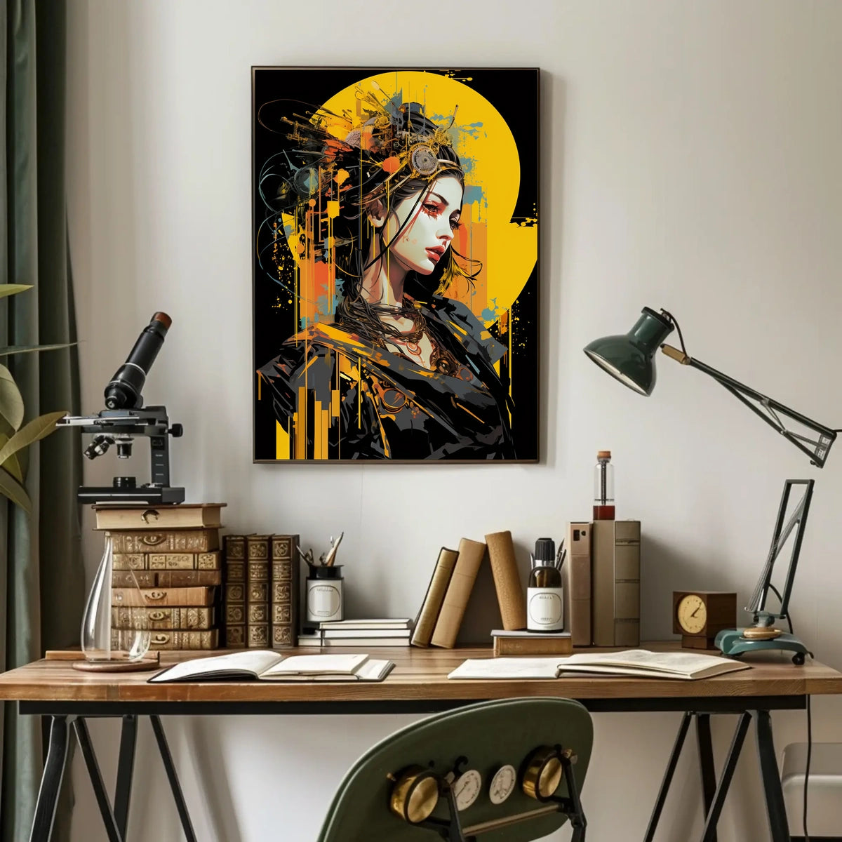 Futuristic Cyberpunk Woman Portrait Art Poster
