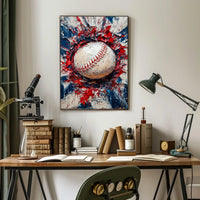 Baseball Themed Abstract Art For Sports Decor Poster