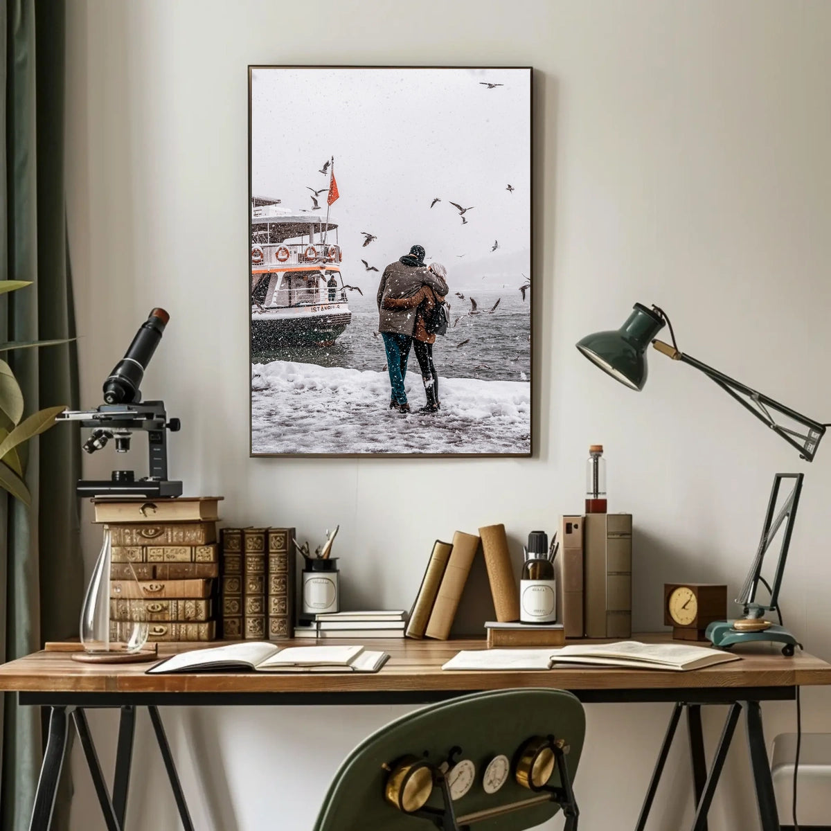 Winter Embrace By The Sea Poster