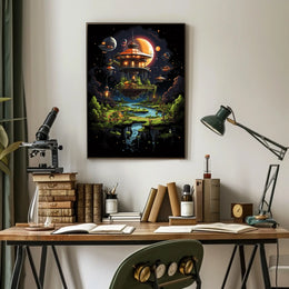 Futuristic Floating Oasis Poster