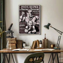 Houdini Robot Illusion: Vintage Suspense Movie Poster