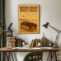 Vintage Car Race Daytona Beach Speed Excitement Poster
