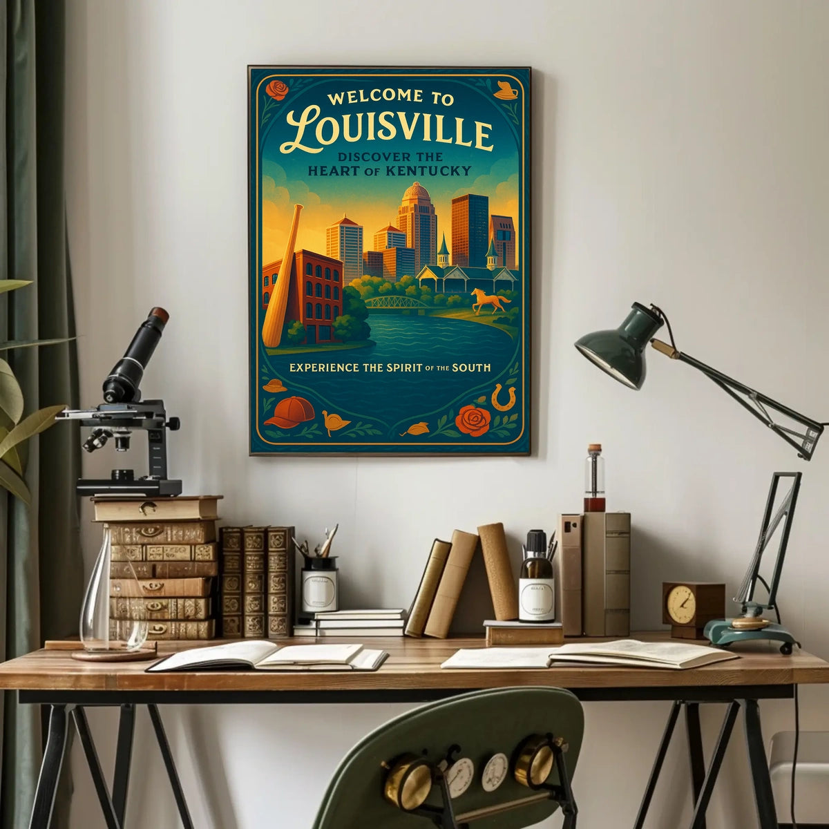 Louisville Heart of Kentucky Vintage Travel Poster