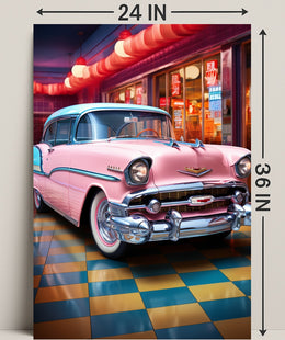 Retro Vibes Classic Car In A Vintage Poster