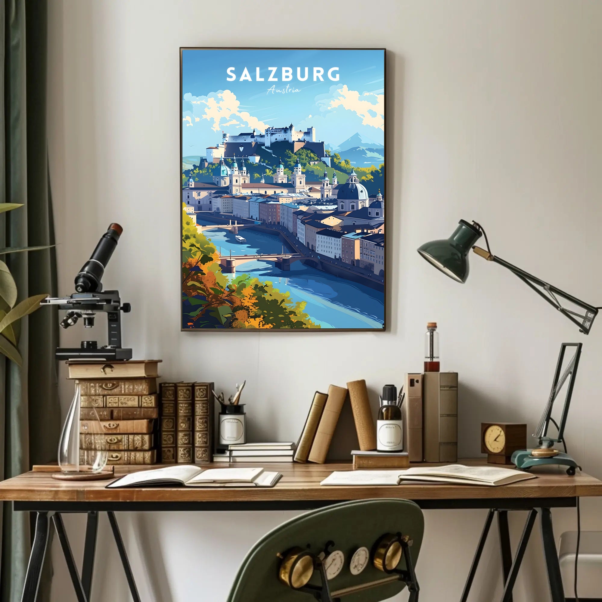 Salzburg's Iconic Cityscape Travel Poster
