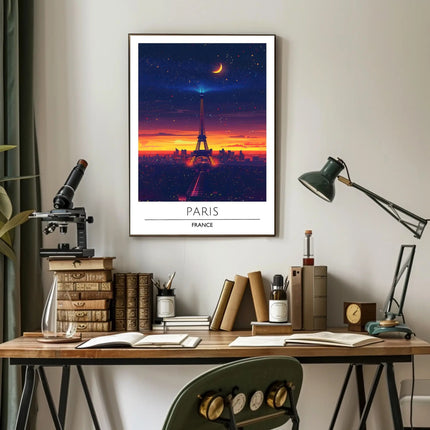 Enchanting Paris Sunset with Eiffel Tower Travel Poster