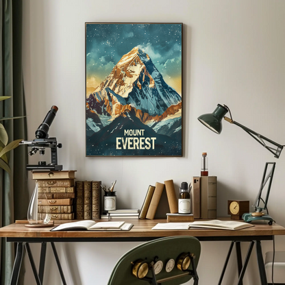 Mount Everest Himalayan Peak Snowfall Travel Poster
