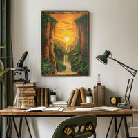 Majestic Waterfall Tropical Landscape Art Poster