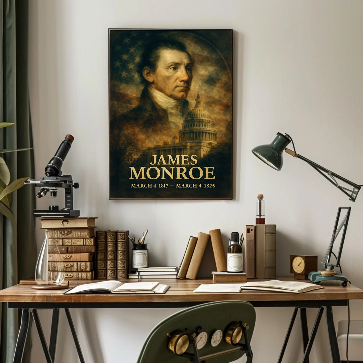 James Monroe 5th President of the United States Double Exposure Poster