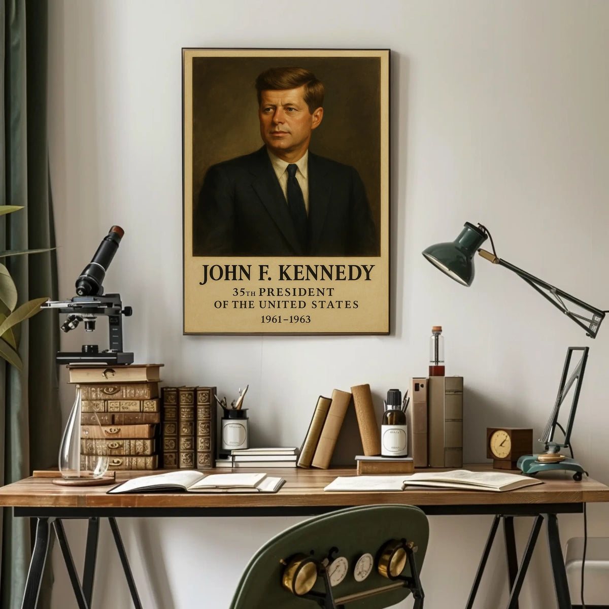 John F. Kennedy Portrait from 1960s Historical Presidential Poster