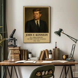 John F. Kennedy Portrait from 1960s Historical Presidential Poster