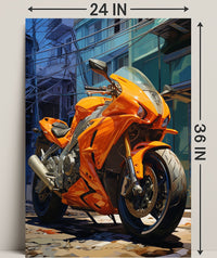 Vibrant Urban Motorcycle Poster PosterGoat