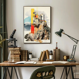 Modern Architecture on Cliff Artistic Abstract Poster
