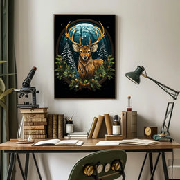 Majestic Winter Stag Poster
