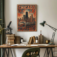 Iconic Chicago Skyline Minimalist Cityscape Art Print Modern Urban Decor Travel Gift Poster