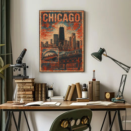 Iconic Chicago Skyline Minimalist Cityscape Art Print Modern Urban Decor Travel Gift Poster