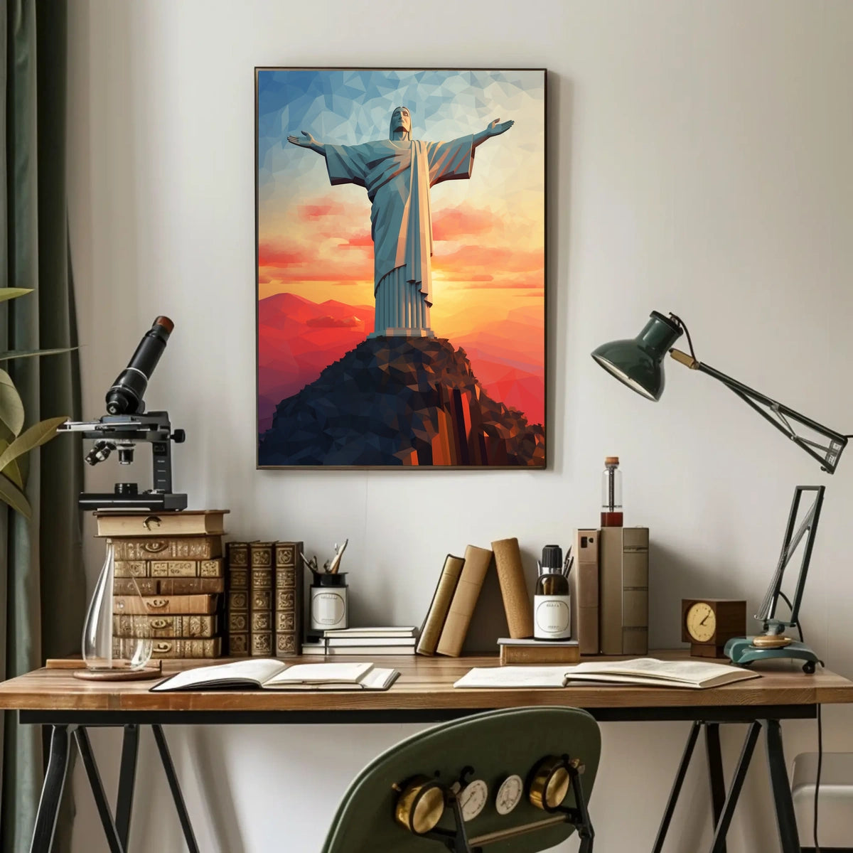 Majestic Sunset Over Christ the Redeemer Travel Poster