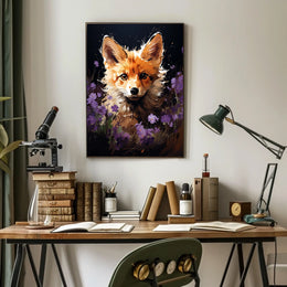 Vivid Fox in Enchanting Floral Wonderland Poster