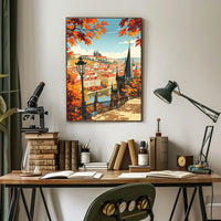 Autumn Cityscape Vintage Travel Poster Art Print