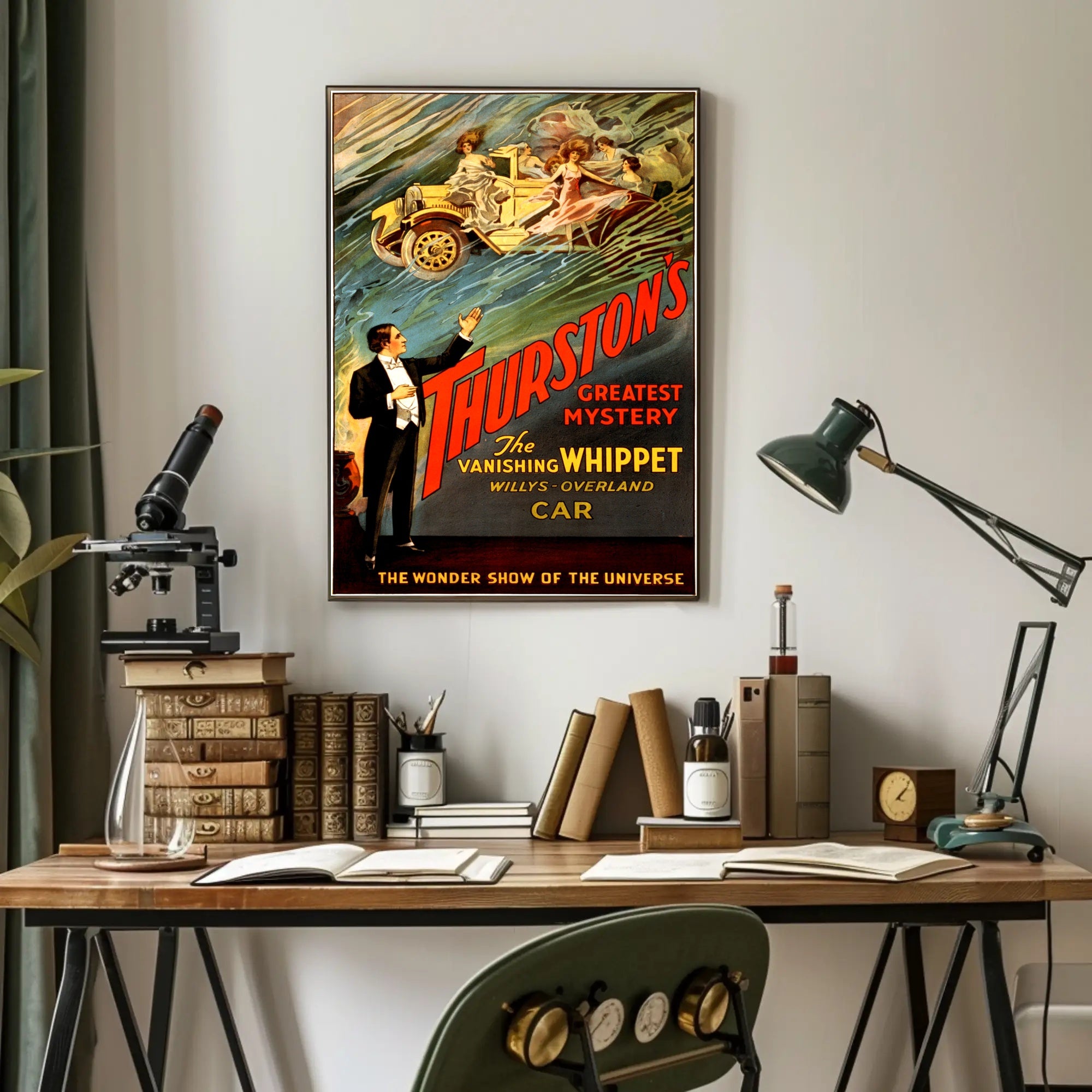 Magic Illusionist Vanishing Car Vintage Show Poster