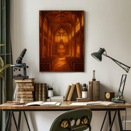 Gothic Cathedral Interior Hyper Realistic Art Decor Poster