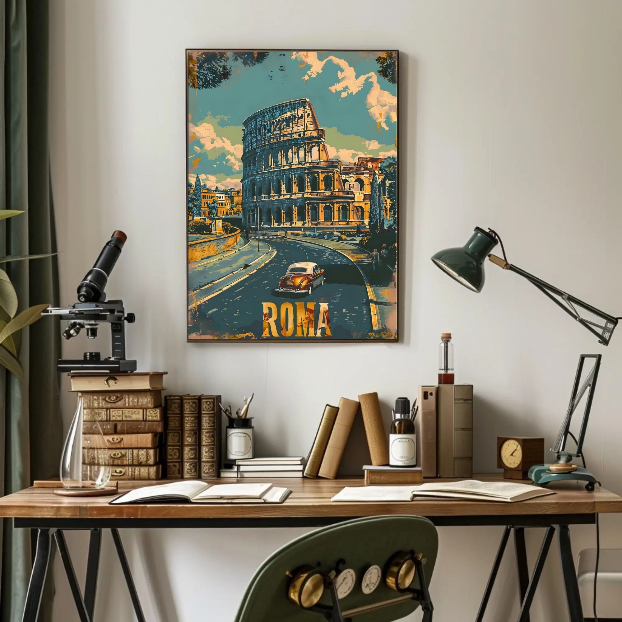 Vintage Rome Colosseum Mid-Century Travel Poster