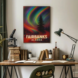 Fairbanks Alaska Northern Lights Realism Poster
