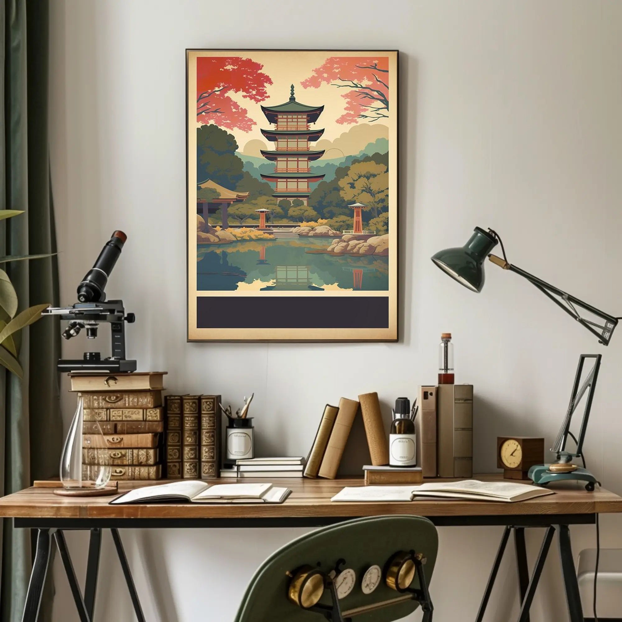 Tranquil Pagoda Reflections Poster