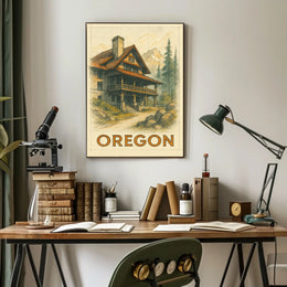 Oregon Mountain Lodge Poster