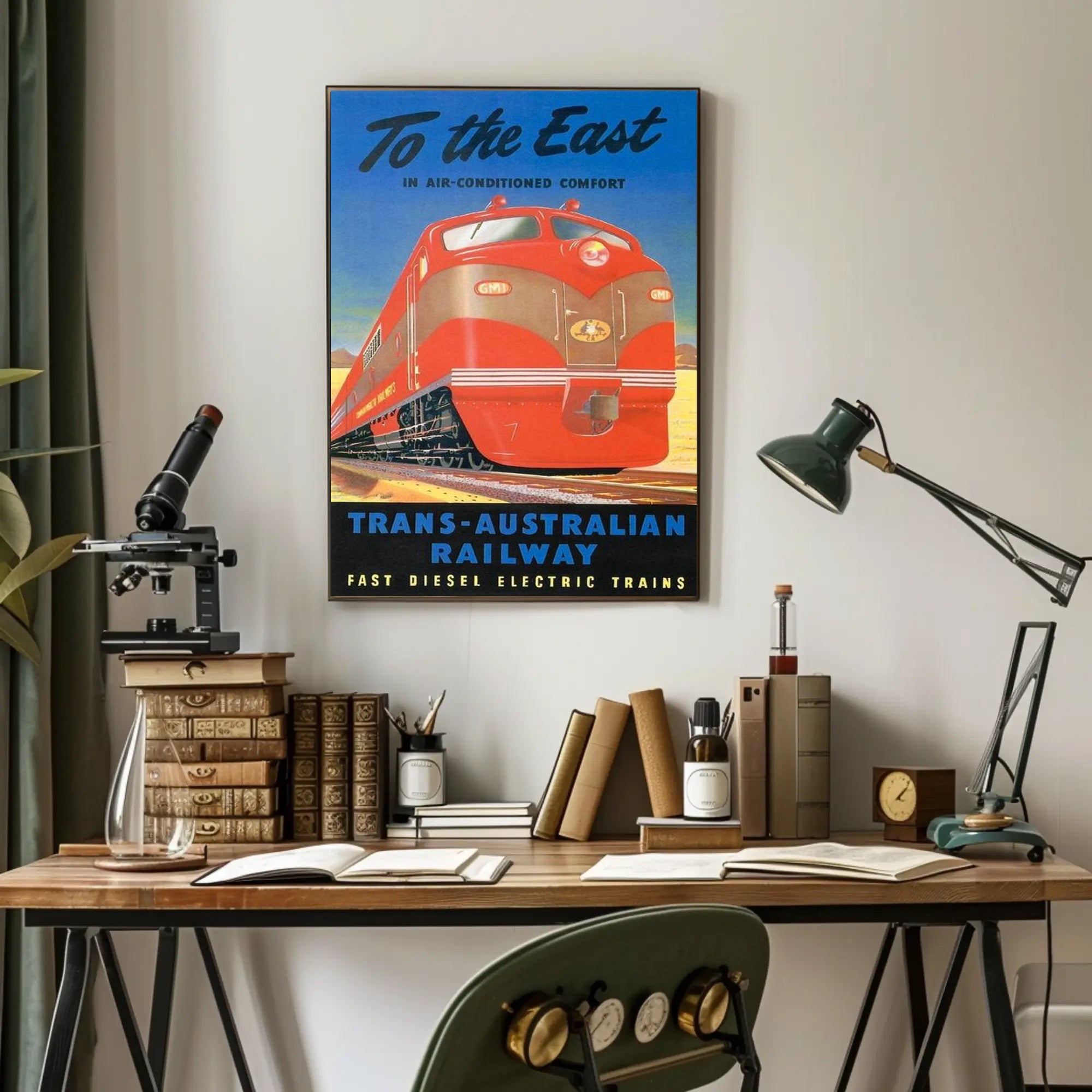 Journey to the East with Trans-Australian Railway Poster PosterGoat