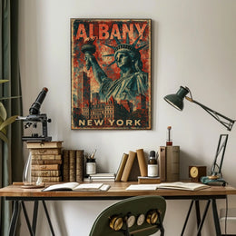 Albany Cityscape Vintage Style Wanderlust Poster