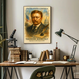 Theodore Roosevelt 26th President of the United States Vintage Watercolor Poster