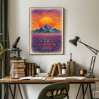 Retro-Futuristic Sunset in Dreamscape - Futuristic Sci-Fi Poster