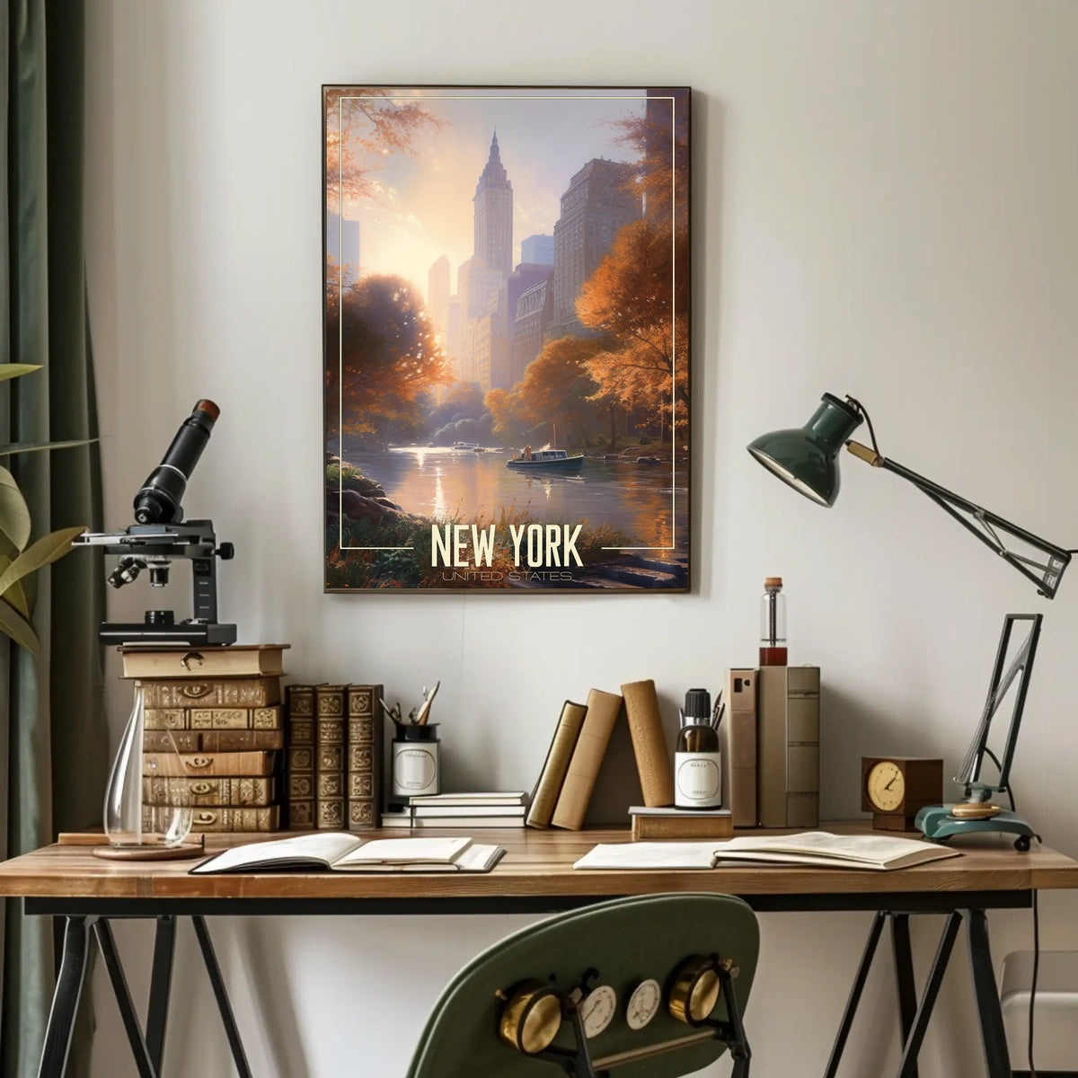 New York City Autumn Scene Poster Abstract Wall Art