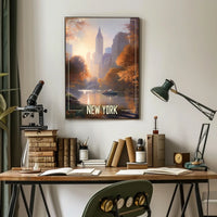 New York City Autumn Scene Poster Abstract Wall Art