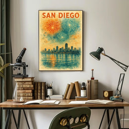 San Diego Skyline Celebration Poster
